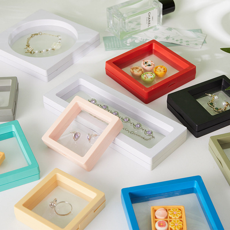 pe plastic film suspension jewelry box anti-oxidation film suspension frame jewelry display box dustproof jewelry storage box