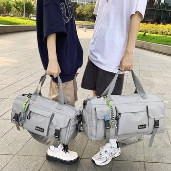Sports Casual Large Capacity Travel Bag Men's Korean-style Harajuku Style Water-repellent Oxford Cloth Handbag Shoulder Crossbody Bag