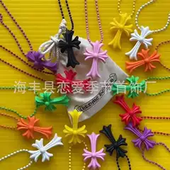 Trendy Brand Ch Chrome Hearts Punk Hip-Hop Colorful Cross Necklace Versatile Unisex Jewelry Sweater Chain