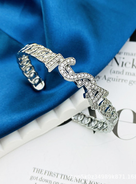 时尚天然轻奢百搭镶钻黄铜镀真金锆石手镯