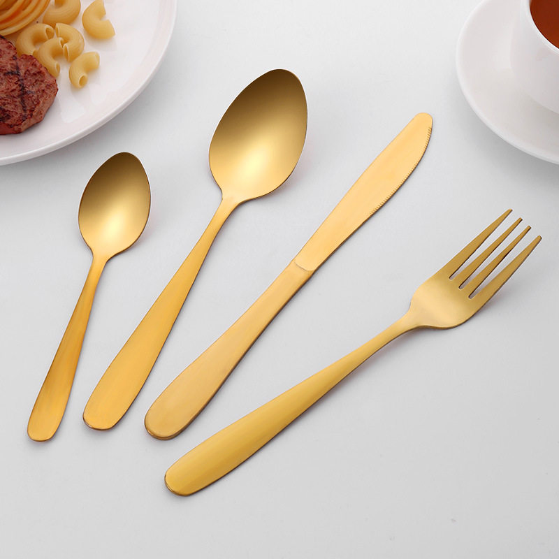 Golden Knife, Fork and Spoon Cross-Border Stainless Steel Tableware Steak Soup Spoon Western Food Knife Table Fork Table Spoon Wedding Tableware