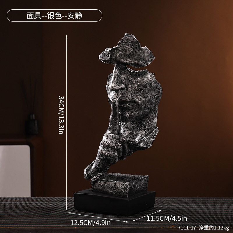 沉默是金北欧复古装饰工艺品树脂艺术品家居客厅酒柜摆件摄影道具