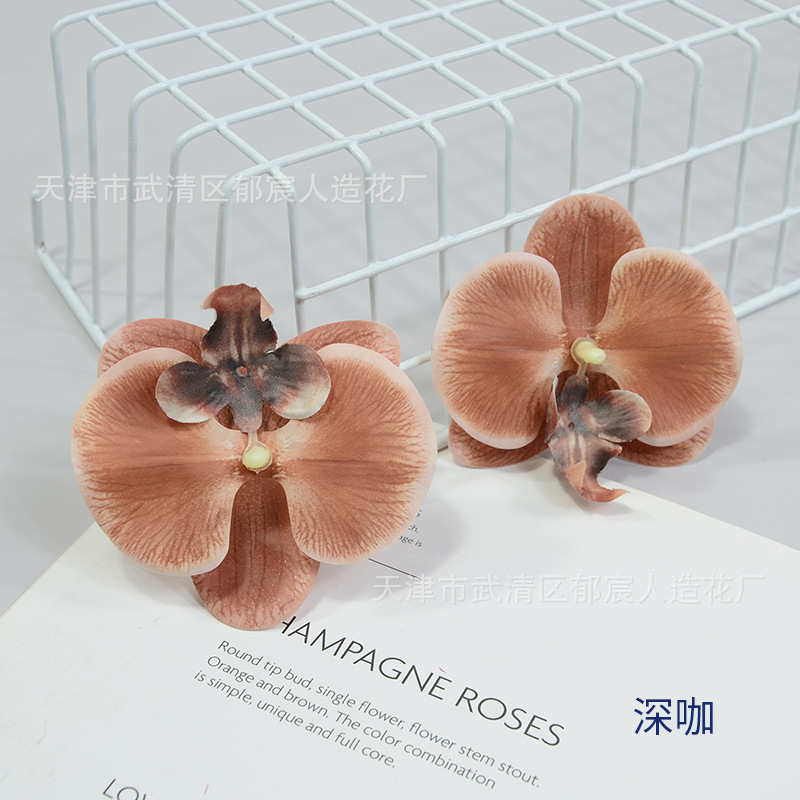 显纹蝴蝶兰花朵家居装饰仿真花批发茶几电视柜摆放绢花婚礼插花朵
