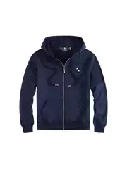 Spring and Autumn Rl Hooded Cardigan Sweatshirt for Men, Solid Color, Large Size, Embroidered Zipper Jacket, Polo Pony Hooded Top