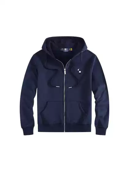 Spring and Autumn Rl Hooded Cardigan Sweatshirt for Men, Solid Color, Large Size, Embroidered Zipper Jacket, Polo Pony Hooded Top