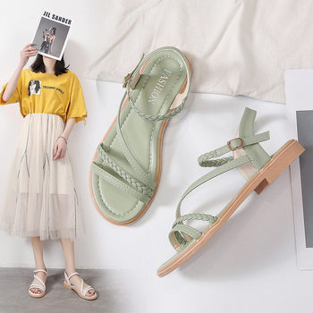 Beautiful Explosions Casual Flat Sandals Women's Outer Wear Wholesale Summer New Fashion All-Match Soft Bottom Pregnant Women's Roman Shoes