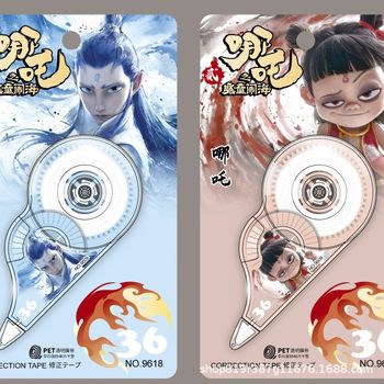 New Nezha Peripheral Student Correction Tape Cartoon Correction Correction Tape Primary School Student Stationery Correction Fluid Foreign Trade