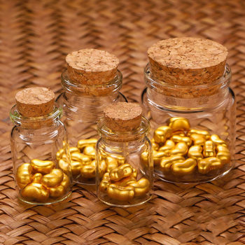 Golden Beans Storage Bottle Golden Beans Small Empty Bottle Golden Beans Transparent Glass Bottle Mini Bottle Small Objects Storage Jar