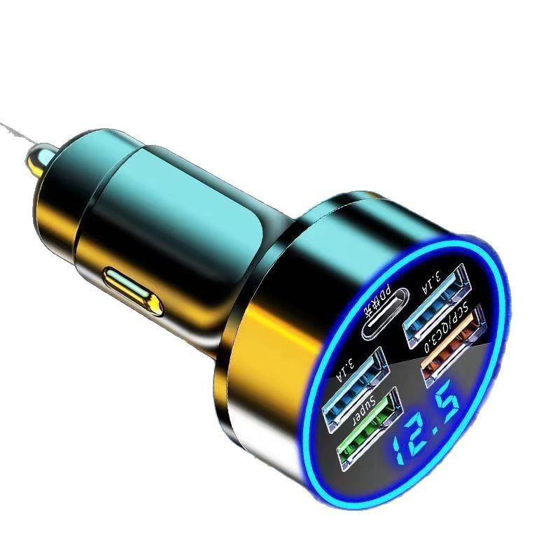 Car charger mobile phone cigarette lighter conversion plug five-hole super fast charging car charging head usb interface for car