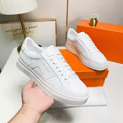 2024 Men's Calfskin Casual Sneakers, Low-Top Color-Blocked Lace-Up Versatile Comfortable Sports Shoes, Trendy Men's Sneakers