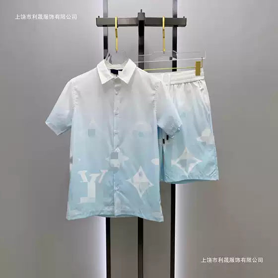 2026 New Cross-Border High-Quality Light Luxury Trendy Brand Short-Sleeve Cardigan Shorts Set with a Turn-Down Collar, European and American Fashion T-Shirt