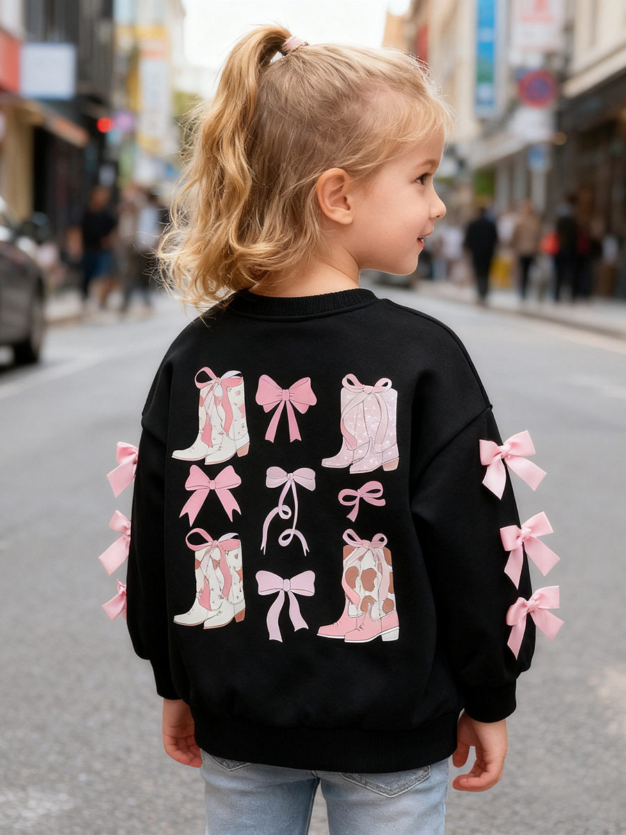 Autumn Fleece-lined Girls' Hoodie, Cute [Style] Kids' Hoodie, Stylish Girls' Top