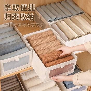 Large-Capacity Clothing Storage Box, Foldable Cotton and Linen Fabric Storage Box with Visible Window, Wardrobe Organizer, Toy Storage Box Wholesale