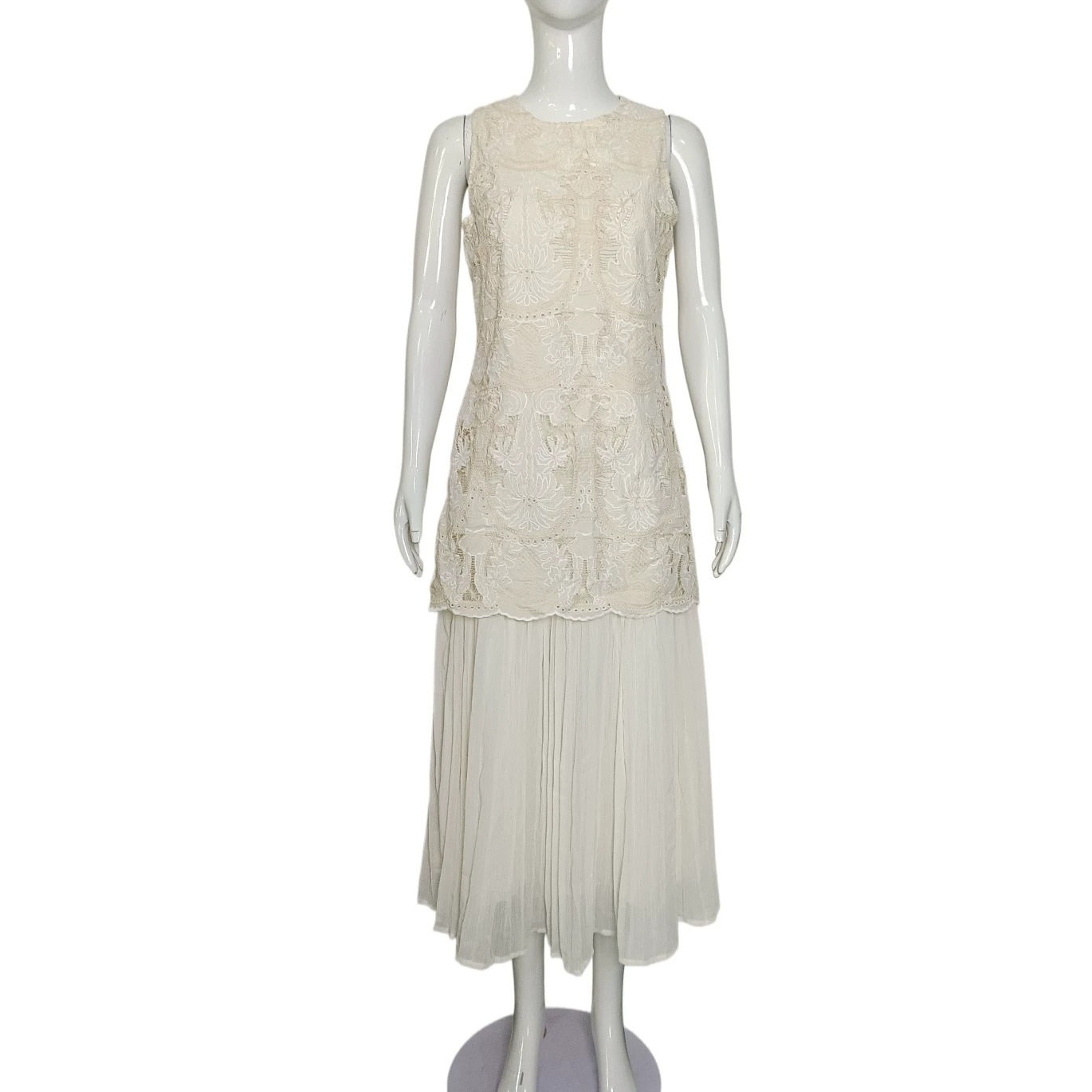French Style Sleeveless Midi Dress Embroidered Jacquard Pleated Design Unique Aesthetic Summer Fashion Wholesale