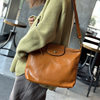 2025 Vintage Vegetable Tanned Cowhide Bag Women's Bag Genuine Leather Shoulder Crossbody Bag Simple Casual Large Capacity Dumpling Bag