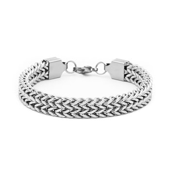 European and American fashion stainless steel bracelet fashion hip hop double row forward and reverse chain men's personality punk woven bracelet jewelry