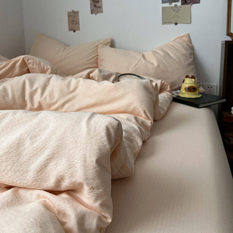 Category a Maternal and Infant Ins Simple Pure Color Super Soft Double-Layer Yarn Four-Piece Bed Bed Sheets Quilt Cover Student Dormitory Three-Piece Bed Bed Sheets Set
