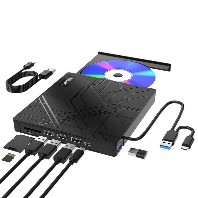 Cross-Border Wholesale Multifunctional Dvd Burner Dual Interface Readable Tf_Sd Computer Notebook Desktop Universal Optical Drive