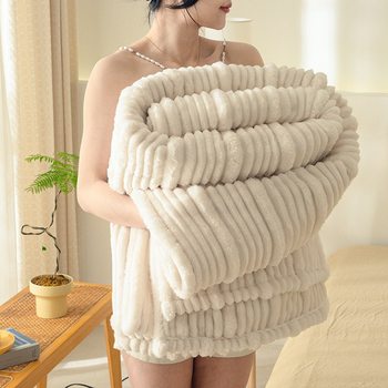 Cross-border Flannel Blanket Mother and Mother Strip Office Nap Blanket Milk Velvet Air-conditioning Blanket Gift Blanket Wholesale