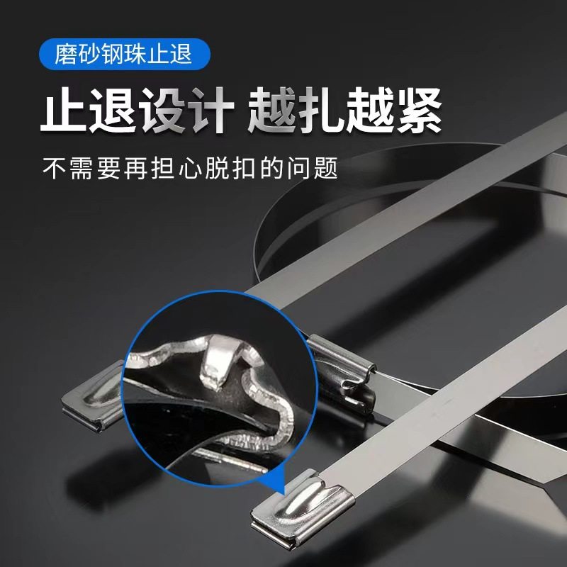 304 Self-Locking Stainless Steel Cable Ties 4.6*200/300 Buckle Straps for Power Bundling and Cable Ties for Marine Use