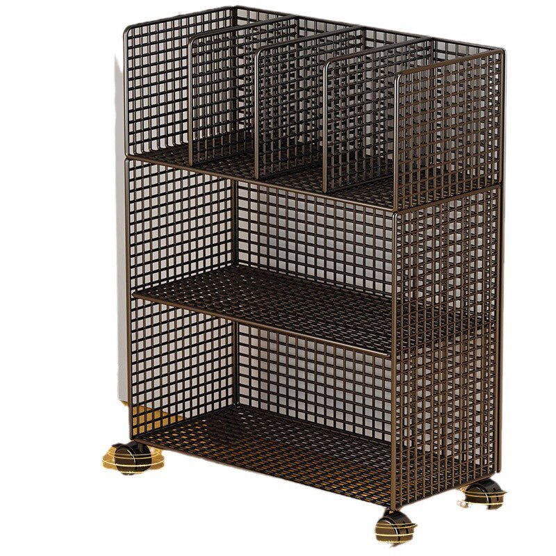 Small Bookshelf Beside the Desk Storage Rack under the Desk Movable Wheels Floor Desk Side Cart Book Storage Bookcase