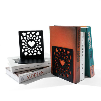 Love Hollow Book Stand Wholesale Creative Phantom Heart-Shaped Metal Cutting Book Stand Desktop Storage Decoration