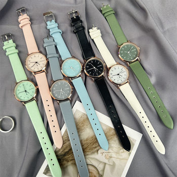 Watch Female Student Vintage Round Small Simple Internet Celebrity Fashion Ins Style Belt Watch French Niche Small Dial