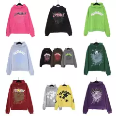 Cross-borDER SP5DER SPiDER Web Printed Hoodie European and American Trendy Brand Large Size Loose Men's and Women's Hooded Sweatshirt Suit