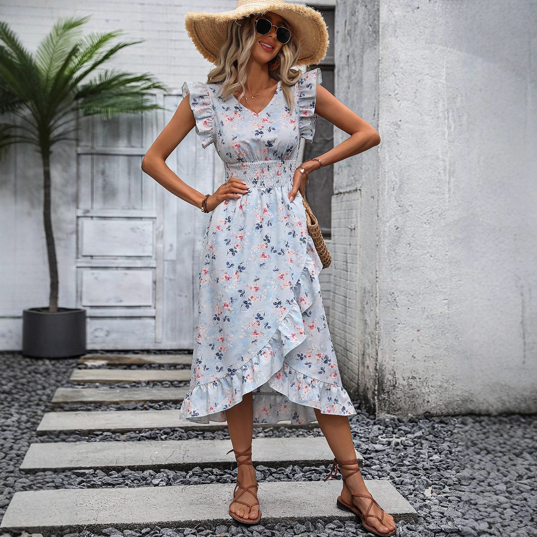 Floral Print Dress Fresh and Sweet Design Perfect for Spring Summer Occasions Wholesale Available