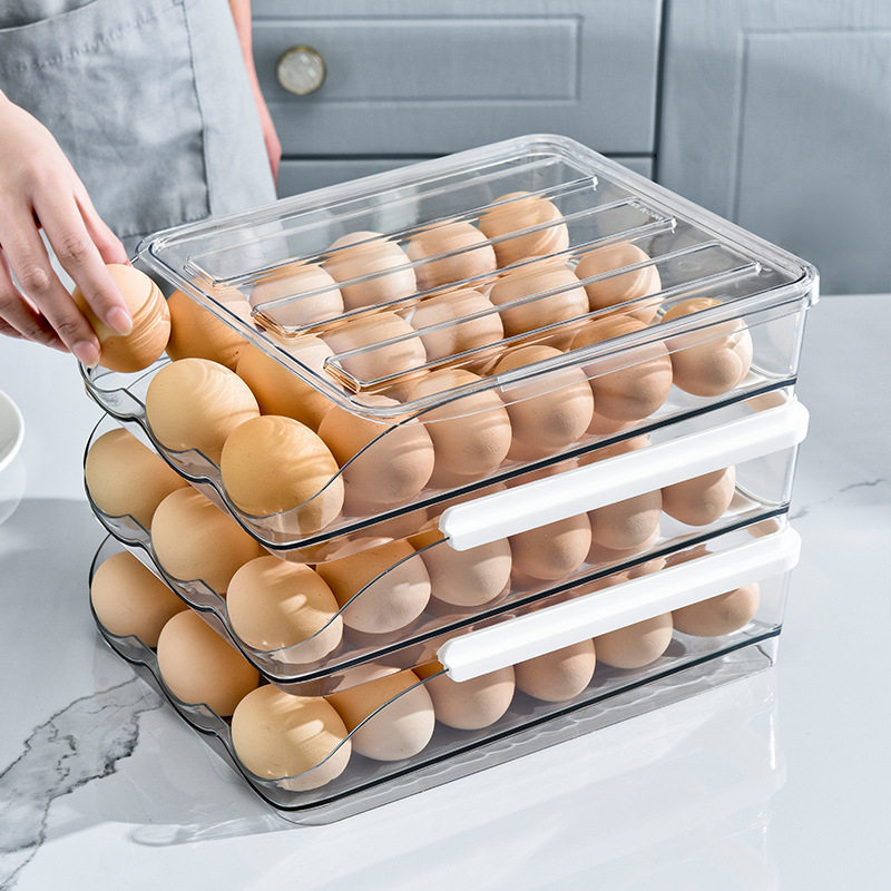 Big Sale Kitchen Egg Box Egg Rack Holder Plastic Rolling Egg Refrigerator Storage Box Egg Holder Egg Rack