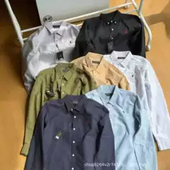 High-Quality Ralph@Ralph Classic Solid Color Pony Logo Embroidered Spring and Autumn Long-Sleeve Casual Shirt for Men and Women