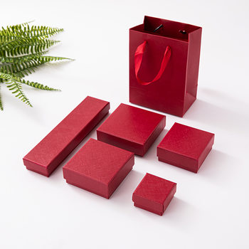 Simple purplish red dark green twill jewelry packaging box ring necklace jewelry storage box packaging bag spot wholesale