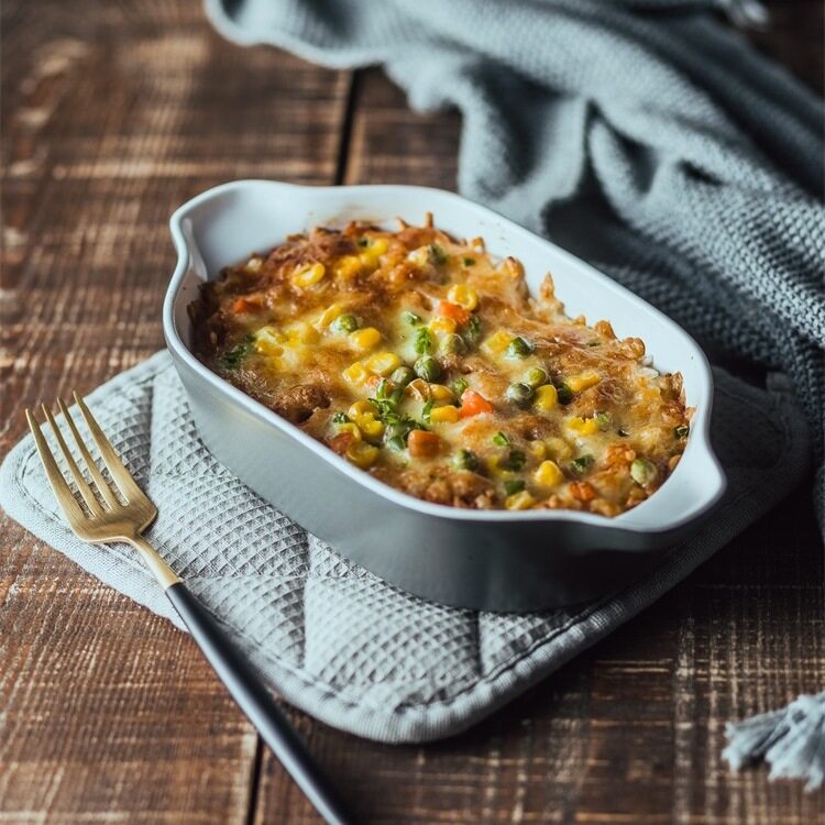 Rectangular Ceramic Baking Pan Oven Cheese Baked Rice Bowl Household Baking Double-Eared Baking Bowl Microwave Oven Plate