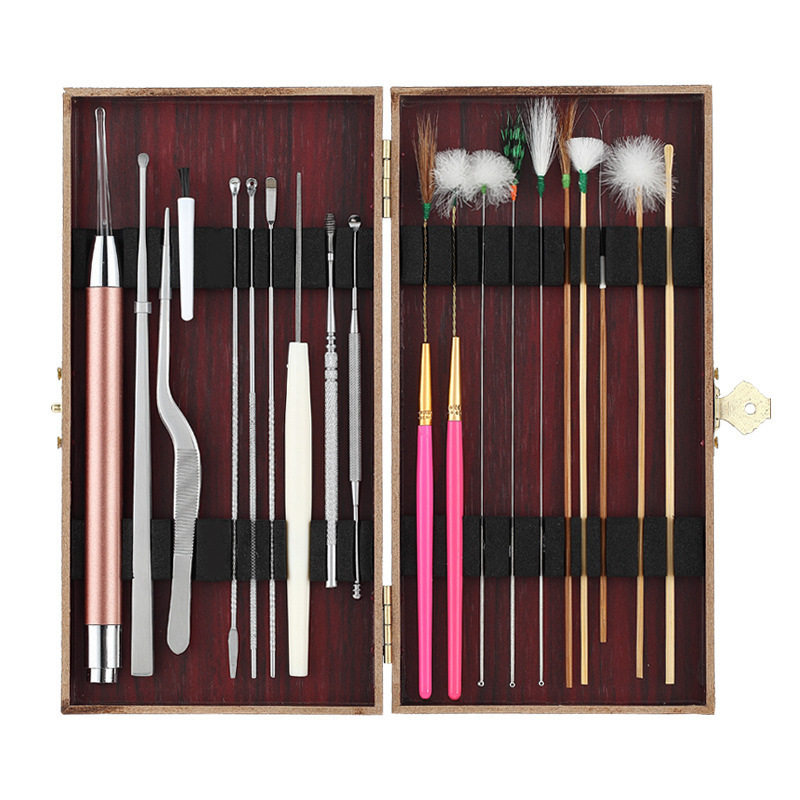 In-Stock Ear Cleaning Tool Set: Goose Feather Stick, Ear Scoop, Massage and Cleaning Ear Canal Tools, Complete Set of Ear Scoops