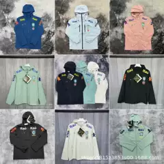 Source Factory Brazil Windbreaker Brazil Argentina Santos Zip-Up Hooded Integrated Cotton Jacket Casual Windbreaker
