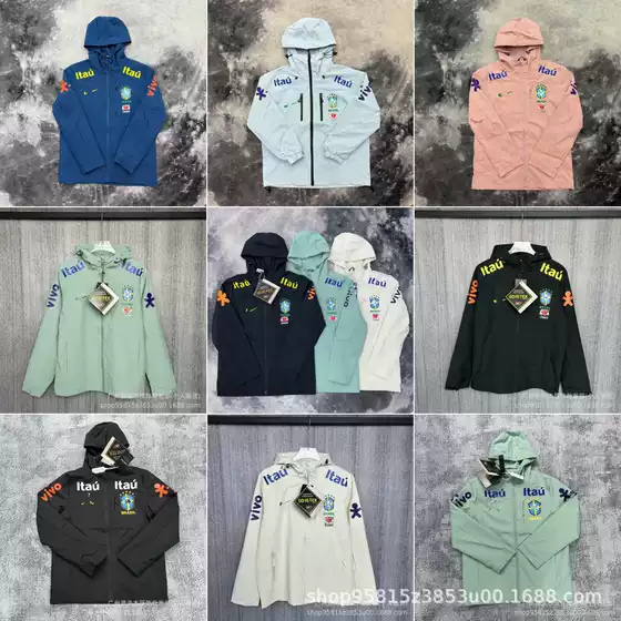Source Factory Brazil Windbreaker Brazil Argentina Santos Zip-Up Hooded Integrated Cotton Jacket Casual Windbreaker