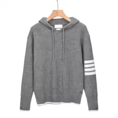 2026 Autumn and Winter New Tb Korean Style Hooded Wool Sweater with Lapel and Four Stripes, Thick Base Layer Jacket