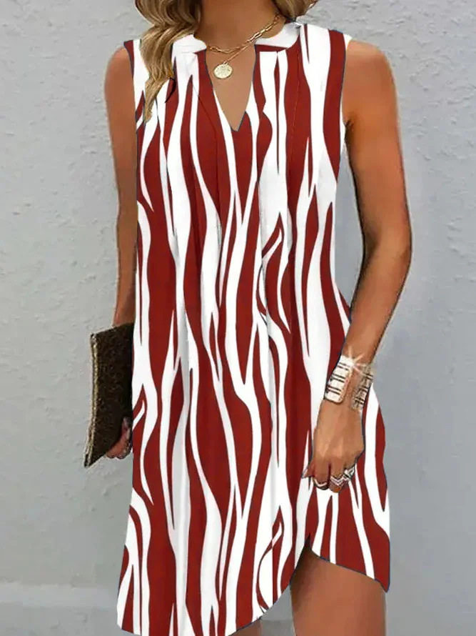 A Line Sleeveless Dress Multi Color V Neck Floral Print Summer Casual Wear Ready to Ship bulk order