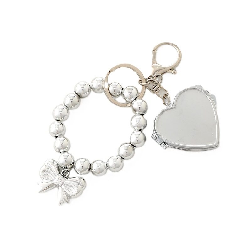 Creative New Silver-plated Love Bow Pendant Fashion All-match UV Bead Hanging Luggage Keychain Beaded Accessories
