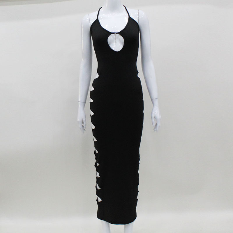 Halter Neck Bodycon Dress Hollow Out Low Cut Slim Fit Elegant Style Perfect for Parties and Night Out Wholesale