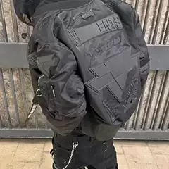 Cross-Border Vtm Style 23Fw Show Model Alpha Racing Design Air Force Jacket Black Cotton Bomber Jacket Autumn and Winter