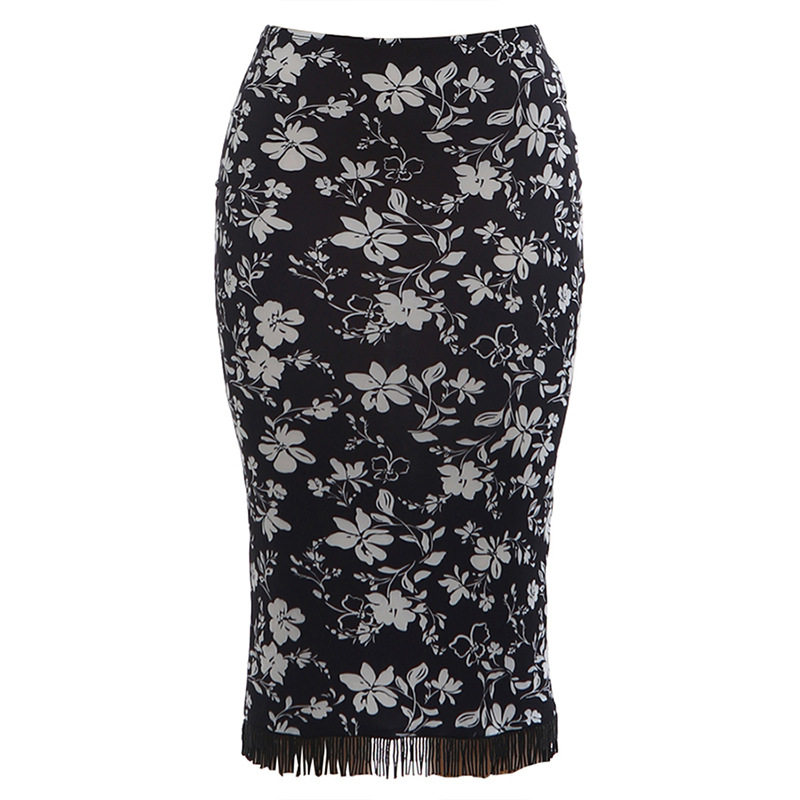 Vintage Floral Print Fringe Bodycon Skirt Sexy Low Waist Versatile Design Summer Fashion Wholesale Available