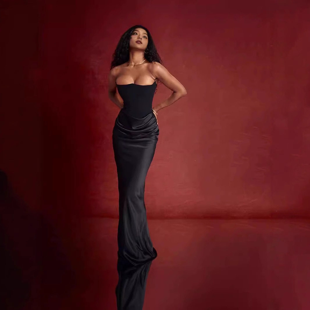 Elegant Backless Bodycon Evening Dress Strapless Fashionable Autumn Winter Style Perfect for Parties and Special