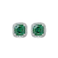 Pair of square green zircon stud earrings