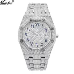 MISSFOX watch brand explosions European and American hip-hop high-end full diamond waterproof calendar men's watch a generation of hair