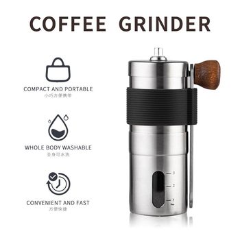 ♔ Upgraded New Portable Hand-Cranked Coffee Machine 304 Stainless Steel Coffee Grinder Manual Grinder Cross-Border Goods