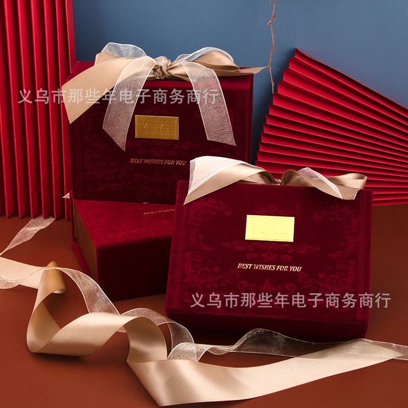 Little Red Riding Book Wedding Engagement Gift Box Suede Ribbon Premium Candy Box Bridesmaid Opening Company Accompanying Empty Box