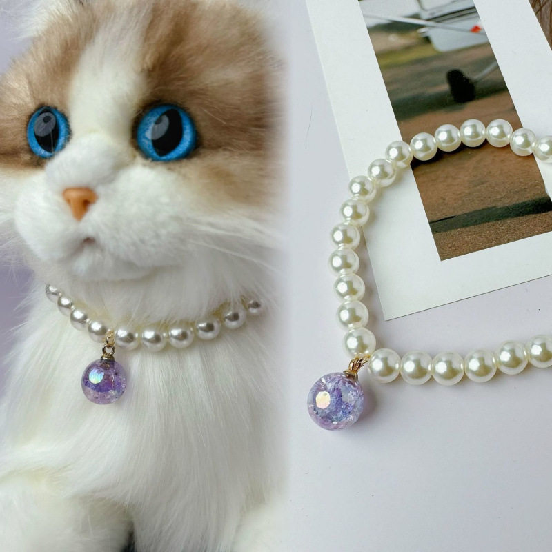 Popular Internet Celebrity Cat Jewelry Collar, High-End Cute and Good-Looking Photo Decoration, Dog and Cat Pearl Necklace