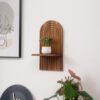 Wooden Wall-Mounted Shelf, Bohemian Style Wooden Living Room Decorative Shelf, Aromatherapy and Perfume Display Stand