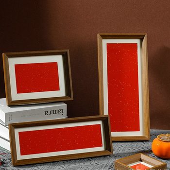 Wholesale Calligraphy Blank Photo Frame New Chinese Style Long Strip Framed Chinese Painting Brush Puzzle Wall Hanging Gold Paper